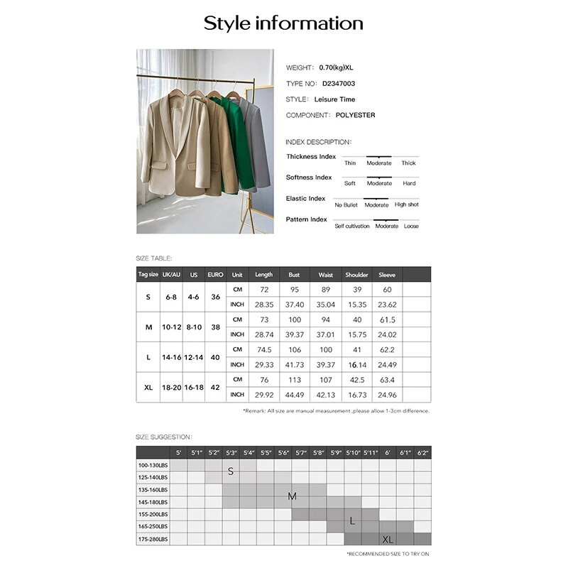 Μόδα επαγγελματικά κοστούμια Fashion Elegant Women Work Office Γυναικεία μακρυμάνικα Άνοιξη Casual Blazer 2024 Νέα μπουφάν για γυναίκες παλτό