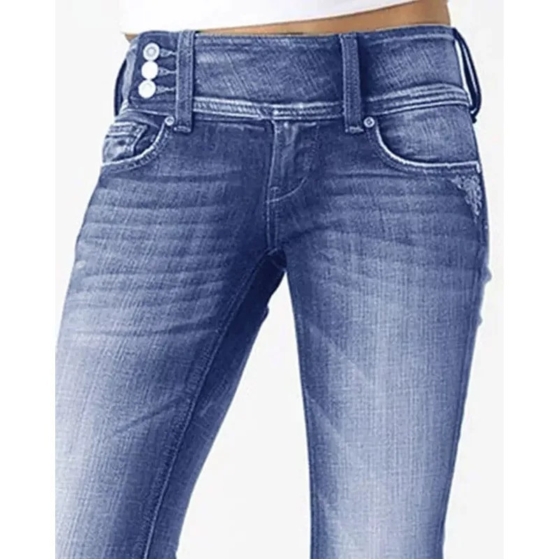 Farmer nadrág Capris 2023 női vintage középső derék enyhén kiszélesedő farmer hosszú nadrág magas derekú munka fekete nyári kék farmer Capris