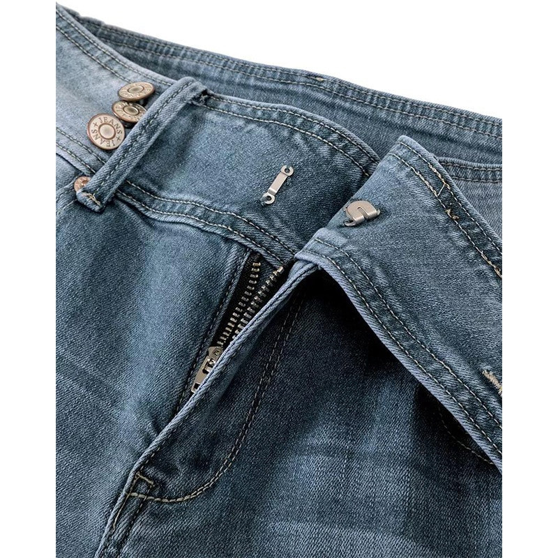 Farmer nadrág Capris 2023 női vintage középső derék enyhén kiszélesedő farmer hosszú nadrág magas derekú munka fekete nyári kék farmer Capris