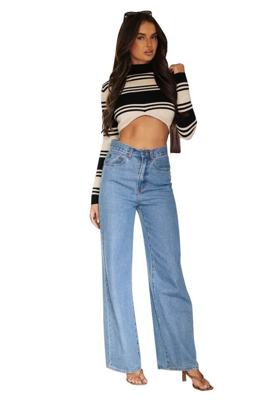 Ženske traperice Ravne hlače Traper hlače do gležnja Patentirani patentni zatvarači Široki džepovi Osnove Jednobojne Blago rastezljive 2024