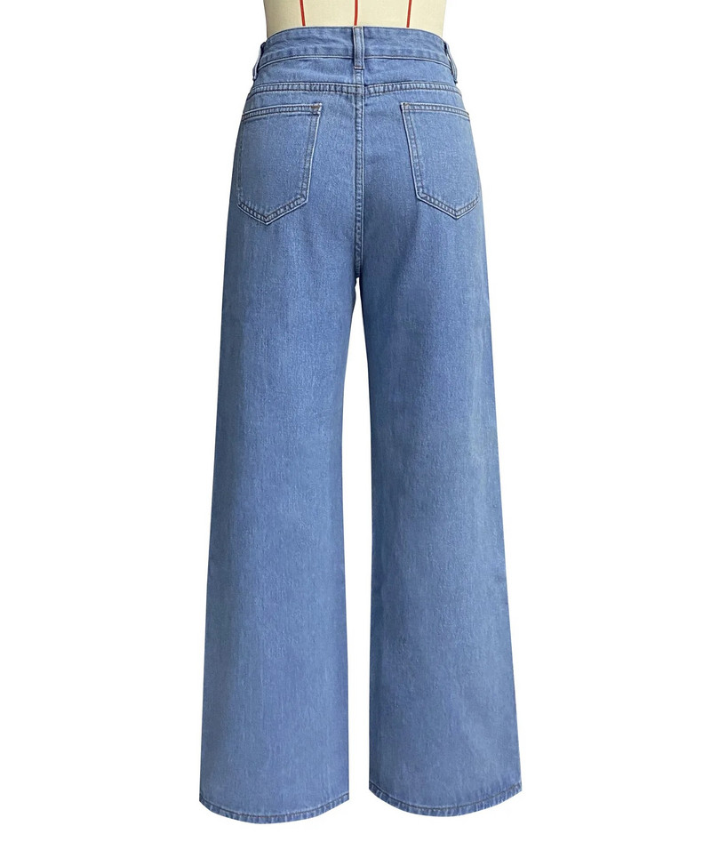 Ženske traperice Ravne hlače Traper hlače do gležnja Patentirani patentni zatvarači Široki džepovi Osnove Jednobojne Blago rastezljive 2024