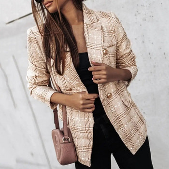 Офис дамски блейзър Двуредно бизнес ежедневно зимно палто Модерно устойчиво на износване дамско палто за ежедневно носене