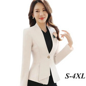 S-4XL Ženski sako Modni elegantni ležerni uski uredski OL Svečani sako Radna vanjska odjeća Proljeće Jesen Plus veličina