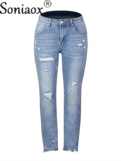 Divat Törött lyukak Bojtceruza Farmer Női Stretch Slim Fit Nadrág Női Édes Stílus Utcai Alkalmi ingázó Farmer nadrágok