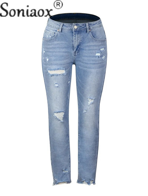 Divat Törött lyukak Bojtceruza Farmer Női Stretch Slim Fit Nadrág Női Édes Stílus Utcai Alkalmi ingázó Farmer nadrágok