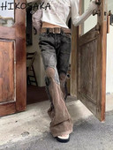 Pantaloni evazați cu ciucuri de culoare contrastantă de modă Blugi cu talie înaltă în mozacuri de epocă Harajuku Pantaloni estetici punk Y2k