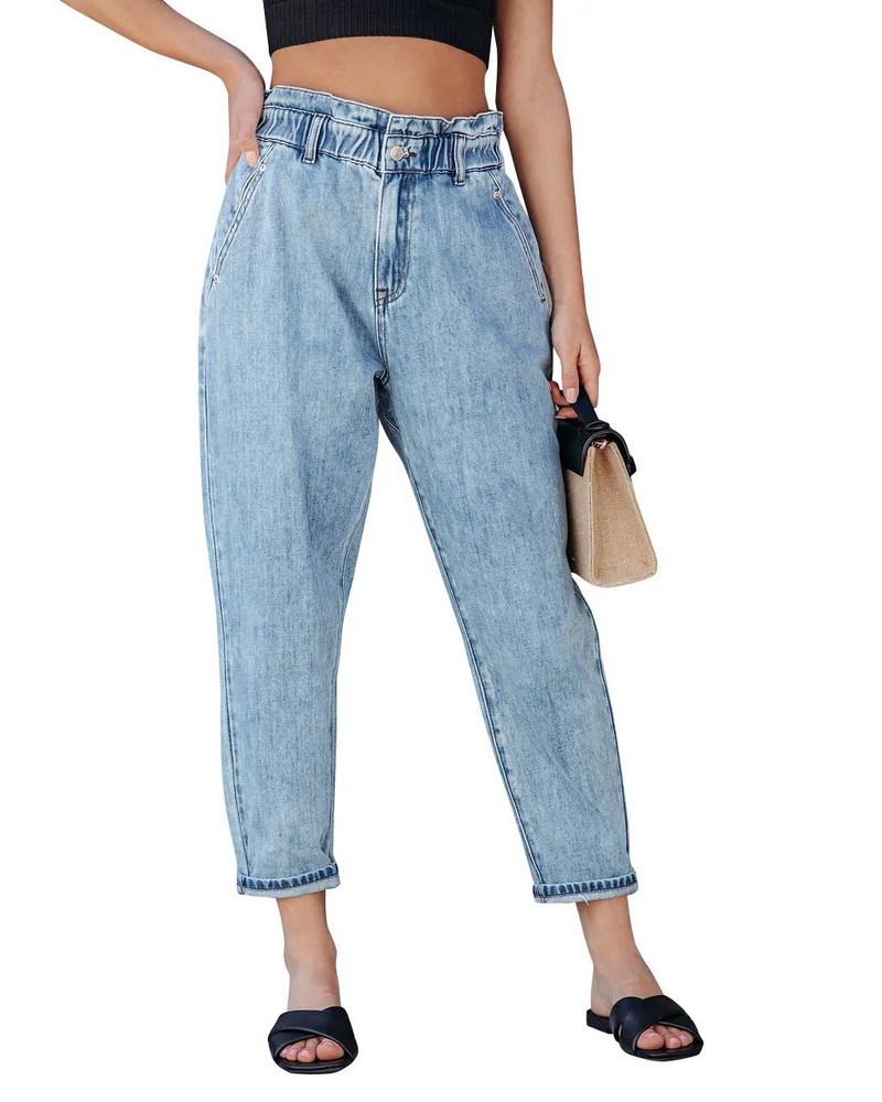 Blugi pentru femei Spălarea pantalonilor drepți Denim buzunare cu talie înaltă Elemente de bază Fermoar Fly Flat Spring Solid Streetwear 2024