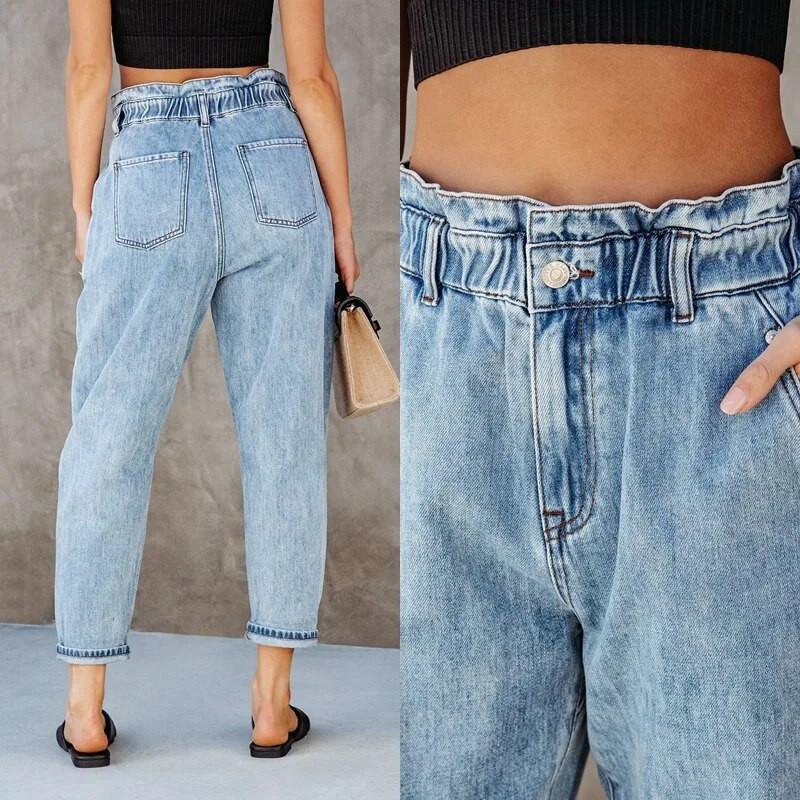 Blugi pentru femei Spălarea pantalonilor drepți Denim buzunare cu talie înaltă Elemente de bază Fermoar Fly Flat Spring Solid Streetwear 2024