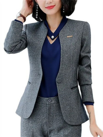 Yitimuceng jakna s V izrezom za žene 2023. Nova modna uredska ženska jakna s jednim gumbom dugih rukava Vintage jednobojni uski kaputi
