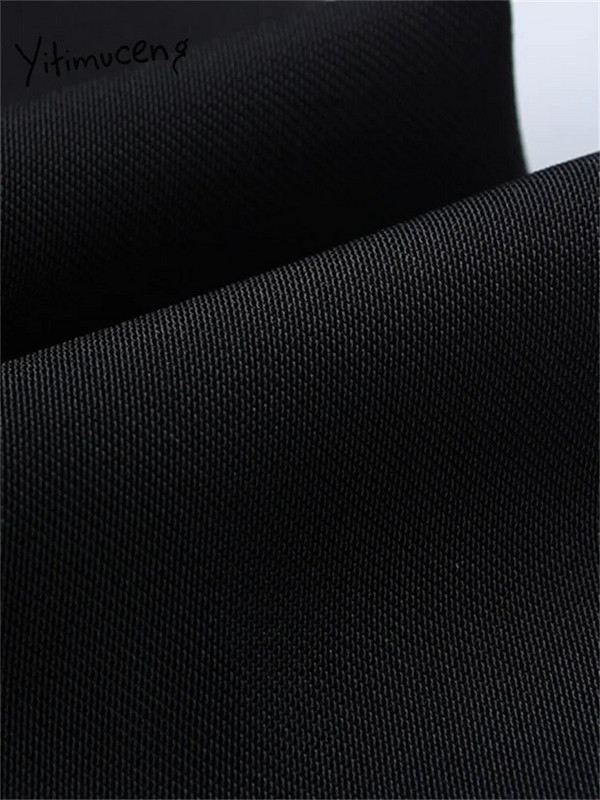 Yitimuceng jakna s V izrezom za žene 2023. Nova modna uredska ženska jakna s jednim gumbom dugih rukava Vintage jednobojni uski kaputi