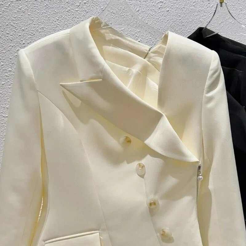 Matakawa sakoi s patentnim zatvaračem za žene Jednobojne korejske mode Proljeće Jesen Elegantne Ropa De Mujer Neuobičajene uredske dame Veste Femme