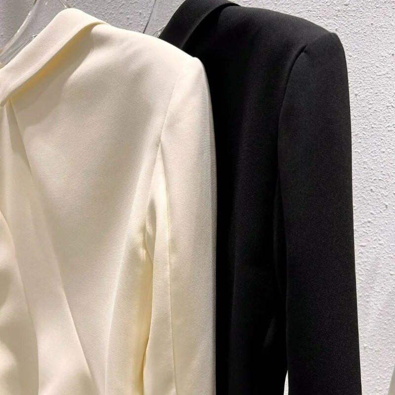 Matakawa sakoi s patentnim zatvaračem za žene Jednobojne korejske mode Proljeće Jesen Elegantne Ropa De Mujer Neuobičajene uredske dame Veste Femme