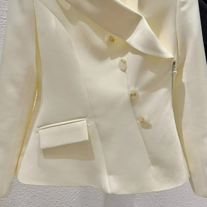 Matakawa sakoi s patentnim zatvaračem za žene Jednobojne korejske mode Proljeće Jesen Elegantne Ropa De Mujer Neuobičajene uredske dame Veste Femme