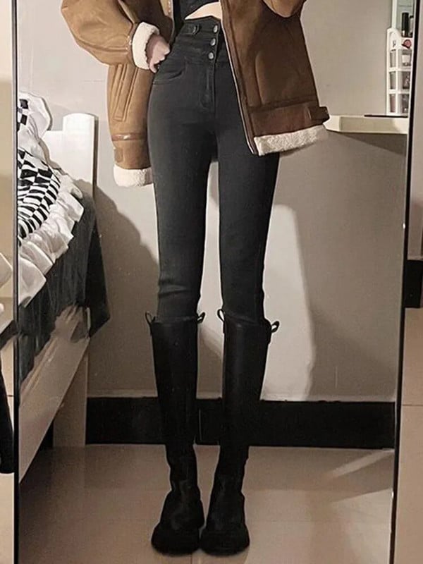 Női magas derekú vékony ceruzafarmer tavaszi ősz alkalmi utcai viselet Stretch Kot Pantolon koreai vintage túlméretes 4xl farmer nadrág