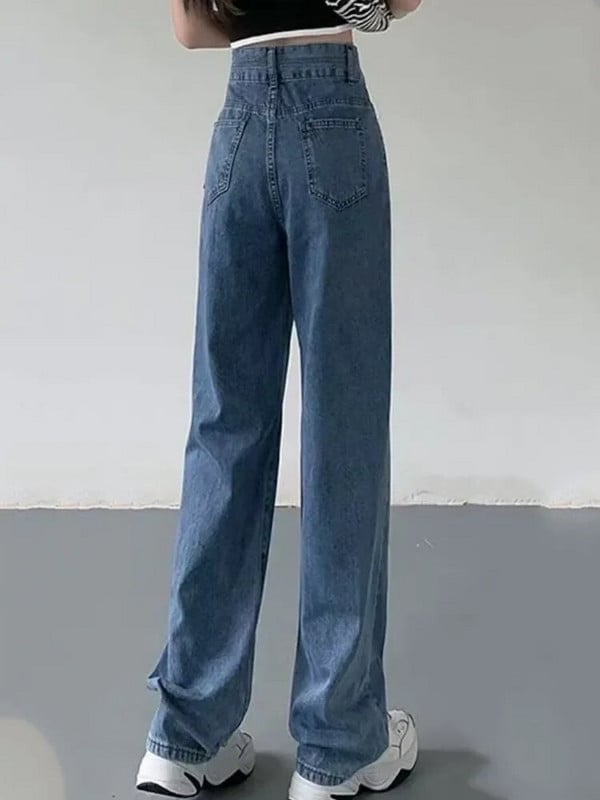 Koreai hétköznapi, széles szárú farmer nadrág, bő, magas derék, egyenes farmer Női tavaszi őszi nagyméretű, 5xl-es utcai viselet Vintage Vaqueros