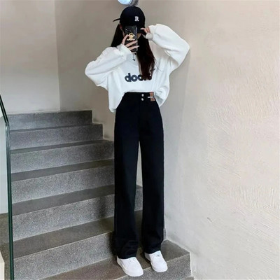 Oversize 5xl Vintage traperice širokih nogavica visokog struka Ravne široke hlače Ženske traper hlače Ulična odjeća Vaqueros Plave pantalone Novo