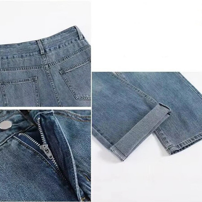 Oversize 5xl Vintage traperice širokih nogavica visokog struka Ravne široke hlače Ženske traper hlače Ulična odjeća Vaqueros Plave pantalone Novo