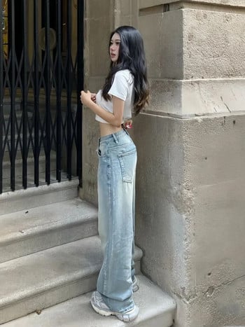 Χαμηλής μέσης High Street Τζιν παντελόνι Loose American Light Blue Jeans Y2k Straight Chic Γυναικείο φαρδύ παντελόνι Καλοκαίρι