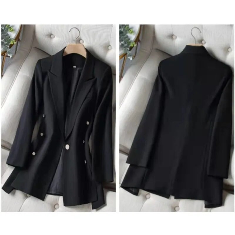 2023, novo usko odijelo, gornja jakna visoke kvalitete, crna kaki uredska ženska ženska poslovna radna odjeća, svečani kaput