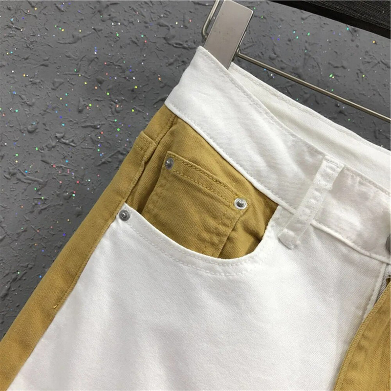 Proljetne nove modne ženske široke bijele traperice visokog struka Usklađene ležerne elastične pamučne harem hlače 