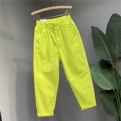 Χαριτωμένο, χρωματιστό, ψηλόμεσο φαρδύ τζιν, γυναικεία ανοιξιάτικη τσέπη, χαλαρό τζιν παντελόνι από χαρέμι 2023 Κορεατικά χιπ χοπ streetwear