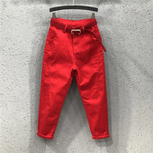 Moda primăvară noi pantaloni elastici cu fermoar femei pantaloni roșii casual Harlan blugi femei jeans negru femei pantaloni denim de vară alb137