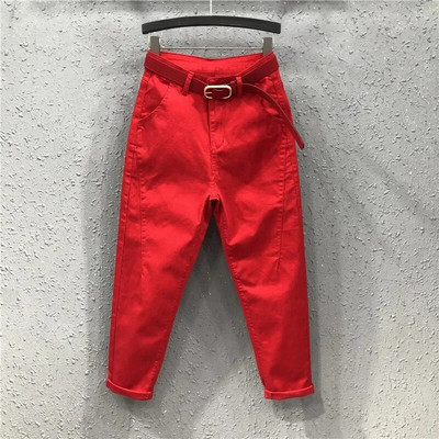 Moda primăvară noi pantaloni elastici cu fermoar femei pantaloni roșii casual Harlan blugi femei jeans negru femei pantaloni denim de vară alb137