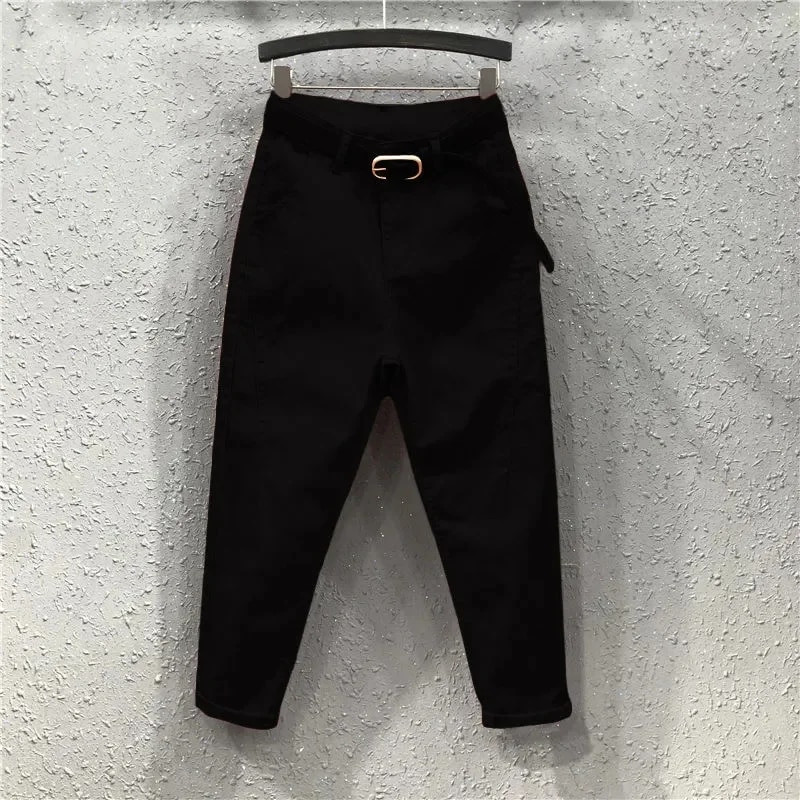 Mados pavasario Naujos Tamprios kelnės su užtrauktuku moteriškos raudonos laisvalaikio kelnės Harlan Jeans Women Black Jean Femme Summer Denim Pant White137