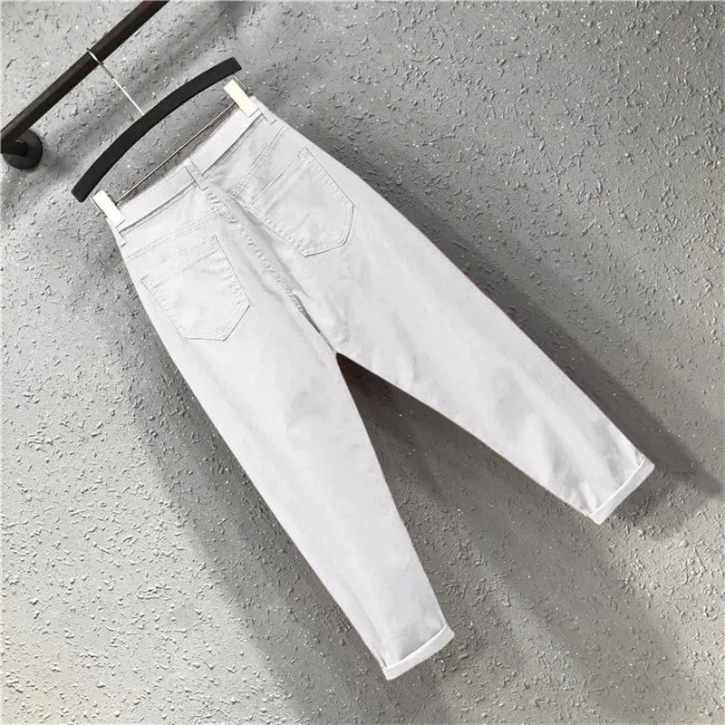 Mados pavasario Naujos Tamprios kelnės su užtrauktuku moteriškos raudonos laisvalaikio kelnės Harlan Jeans Women Black Jean Femme Summer Denim Pant White137