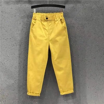 Sárga táskás, bokáig érő háremfarmer alkalmi elasztikus, magas derékú pantalones Basic egyenes farmer nadrág bő koreai vaqueros 2023