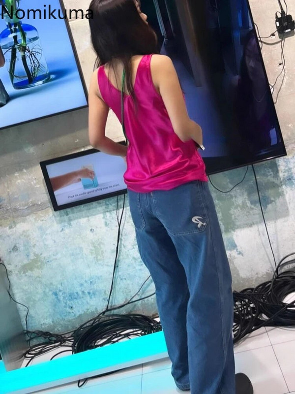 Utcai ruházat Vintage Y2j Farmer Női Egyenes zsebek Hafajuku Alkalmi Pantalon Femme Hímzés Y2k Nadrág Koreai Ruházat