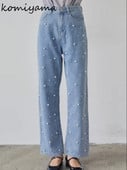 Pearls Patchwork Pantalones Mujer magas derekú női farmer nadrág laza alkalmi Ropa Mujer tavaszi dupla zsebek női ruhák