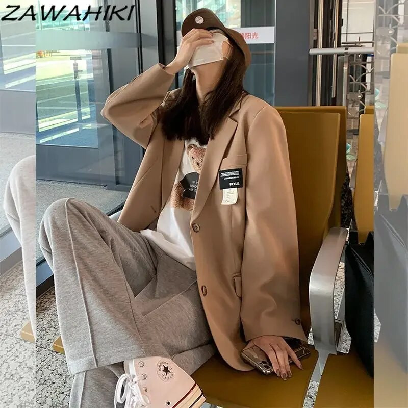 Tavaszi, őszi elegáns tervezésű, laza divat, Y2K nagyméretű blézer, női, alkalmi temperamentum, minden egyezik vintage Chaquetas Para Mujer
