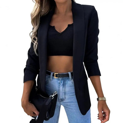 Blazer vintage cu imprimeu negru Jachetă pentru femei High Street Fashion 2022 Primăvară Plus Size Elegant Office Lady Lady American Stylish