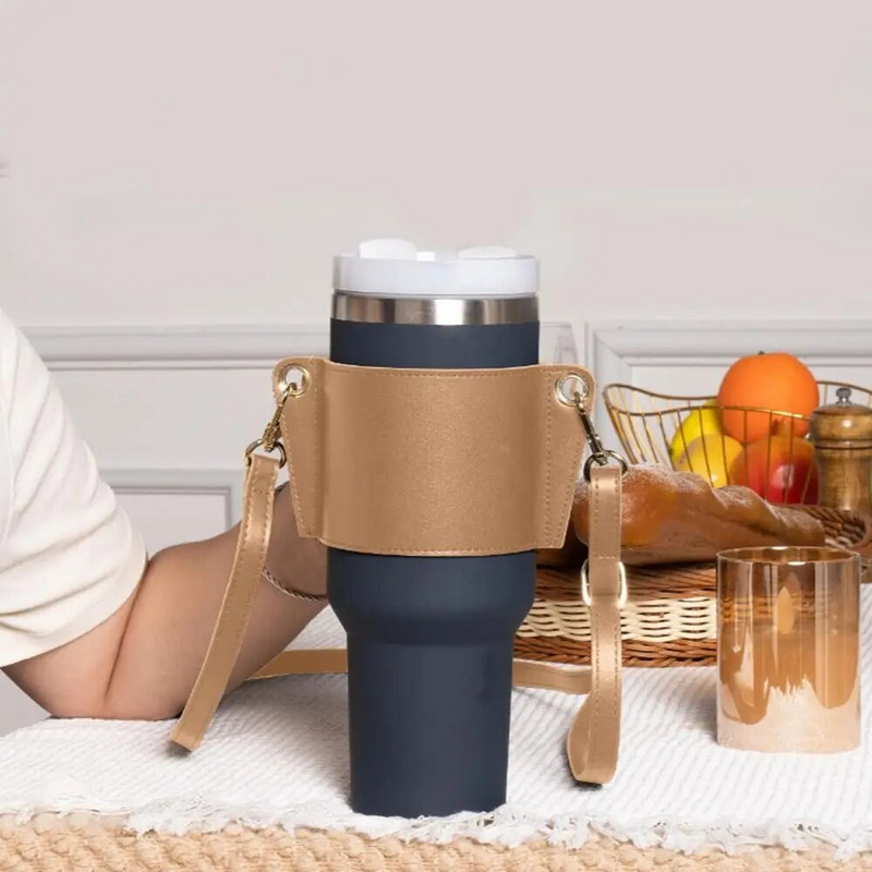 Vizes palack fogantyú vállpánt Stanley 30-40 oz palackokhoz PU bőr pohár fogantyú vizes palack heveder tartozék