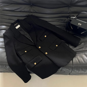Γυναικεία casual χαλαρά σακάκια με κουμπιά τσέπης Παλτό γραφείου Vintage γυναικεία πανωφόρια Κομψά μακρύ σακάκι Veste Fashion Ρούχα