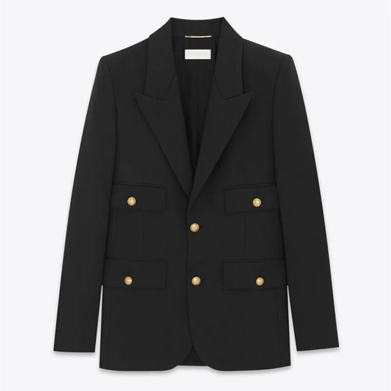 Női alkalmi bő blézerek zsebgombokkal Irodai kabát Vintage női felsőruházat Elegáns hosszú kabát Veste divatos ruházat