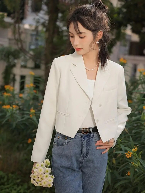 Blazeriai Moteriški Pavasaris Naujas Biuras Moterų Laisvas Temperamentas Apkarpytas Tvirtas Visoms tinka prancūziško stiliaus Švelni mada Prašmatnus laisvalaikis Ulzzang