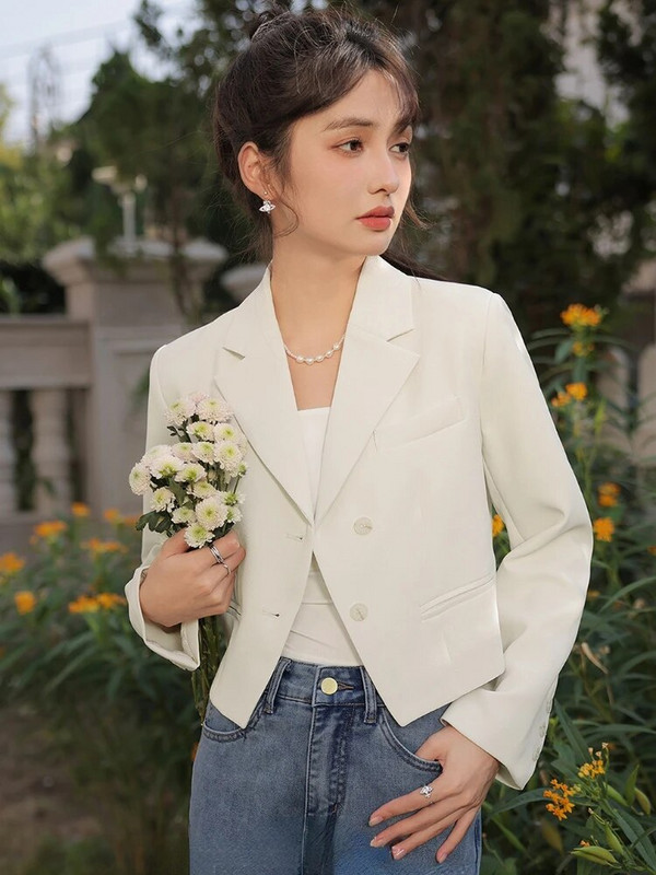 Blazeriai Moteriški Pavasaris Naujas Biuras Moterų Laisvas Temperamentas Apkarpytas Tvirtas Visoms tinka prancūziško stiliaus Švelni mada Prašmatnus laisvalaikis Ulzzang