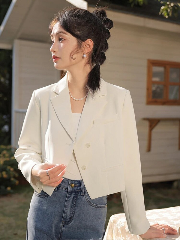 Blazeriai Moteriški Pavasaris Naujas Biuras Moterų Laisvas Temperamentas Apkarpytas Tvirtas Visoms tinka prancūziško stiliaus Švelni mada Prašmatnus laisvalaikis Ulzzang