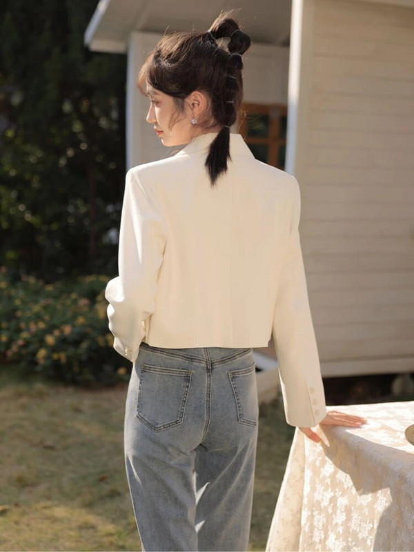 Blazeriai Moteriški Pavasaris Naujas Biuras Moterų Laisvas Temperamentas Apkarpytas Tvirtas Visoms tinka prancūziško stiliaus Švelni mada Prašmatnus laisvalaikis Ulzzang