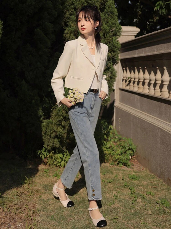 Blazeriai Moteriški Pavasaris Naujas Biuras Moterų Laisvas Temperamentas Apkarpytas Tvirtas Visoms tinka prancūziško stiliaus Švelni mada Prašmatnus laisvalaikis Ulzzang