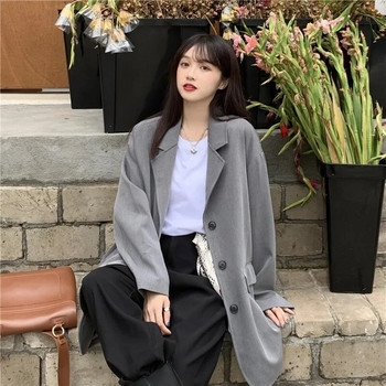Ежедневни блейзъри Студентски ежедневни свободни ретро стилни едноредни висококачествени корейски стил Универсални колежански дрехи Уютни Mujer