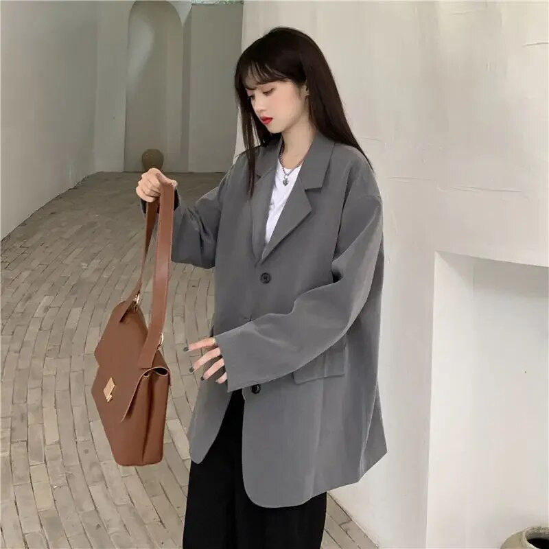 Casual Blazers Students Daily Loose Retro Κομψά μονόστηθο υψηλής ποιότητας Κορεάτικο στυλ Παντός αγώνα Κολεγιακά ρούχα Άνετα Mujer
