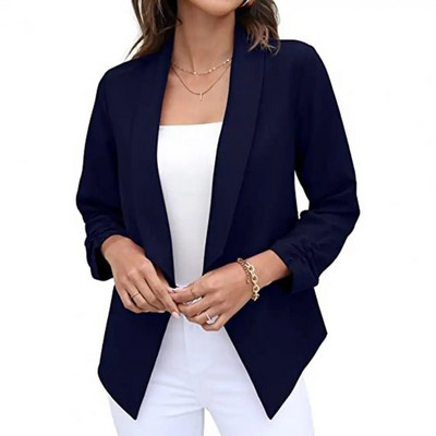 Blazer subțire pentru femei, cardigan, haină cu mânecă lungă, sacou pentru femei, jachetă cu volan, asimetrică, ocazional, pentru birou, pentru afaceri, îmbrăcăminte pentru femeie