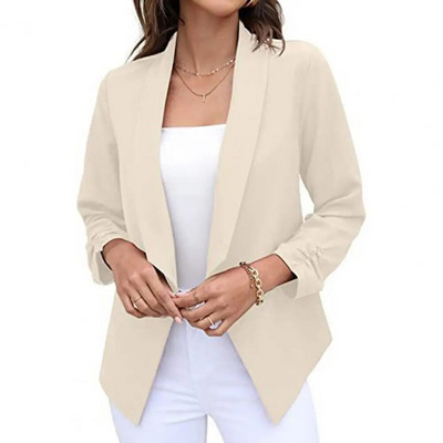 Blazer subțire pentru femei, cardigan, haină cu mânecă lungă, sacou pentru femei, jachetă cu volan, asimetrică, ocazional, pentru birou, pentru afaceri, îmbrăcăminte pentru femeie