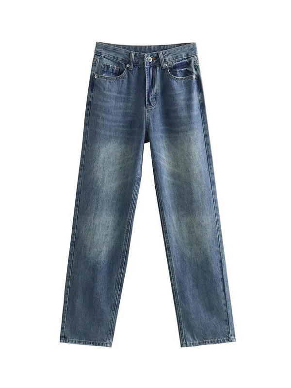 2023 m. rudenį Naujos moteriškos mados skalbtos retro plačios kelnės Laisvos tiesios kelnės aukštu juosmeniu ploni džinsai