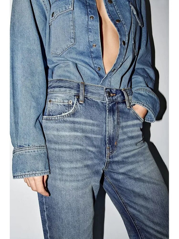 2023 m. rudenį Naujos moteriškos mados skalbtos retro plačios kelnės Laisvos tiesios kelnės aukštu juosmeniu ploni džinsai