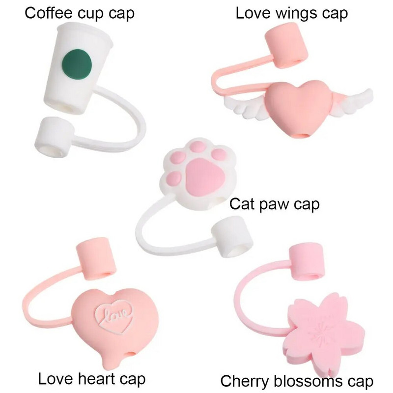 1db Kreatív légmentes szívószálhegyek csészetartozékok szilikon szalmadugó ivósapka rajzfilm dugók burkolata