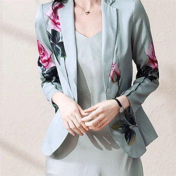 2023 г. Пролетно дамско модно яке в китайски стил с дълъг ръкав Дамски нов темпераментен тънък малък костюм Палто с принт Тънък блейзър